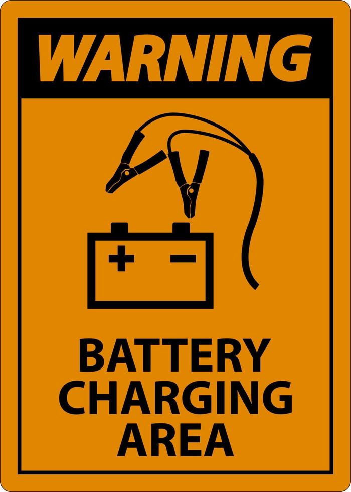 Warnung Batterieladebereich Zeichen auf weißem Hintergrund vektor