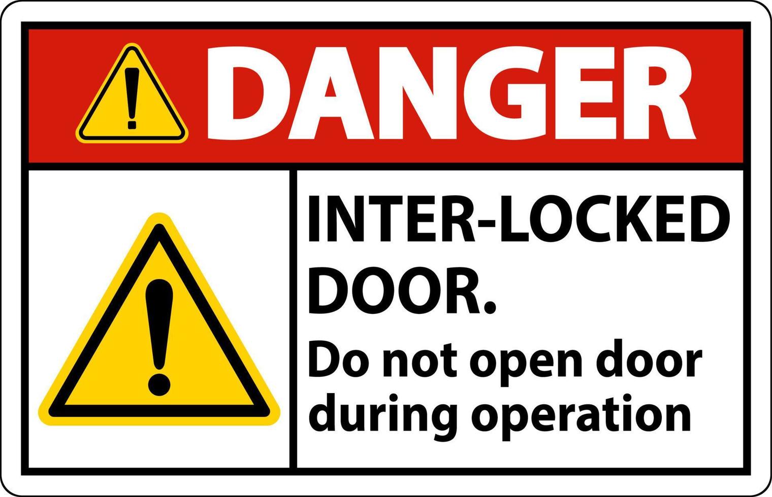 Sicherheitszeichen Gefahrenschleuse Türen öffnen Tür während des Betriebs nicht. vektor