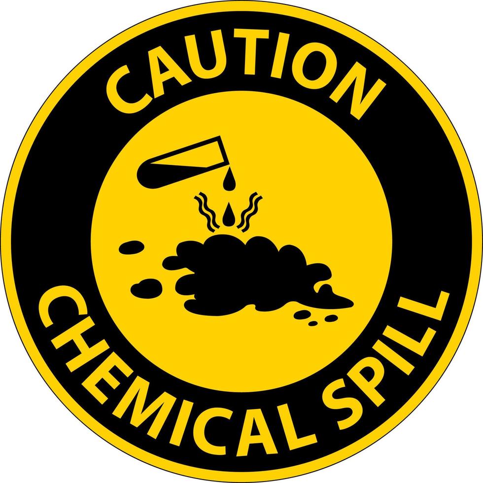 Achtung chemisches Spill-Zeichen auf weißem Hintergrund vektor