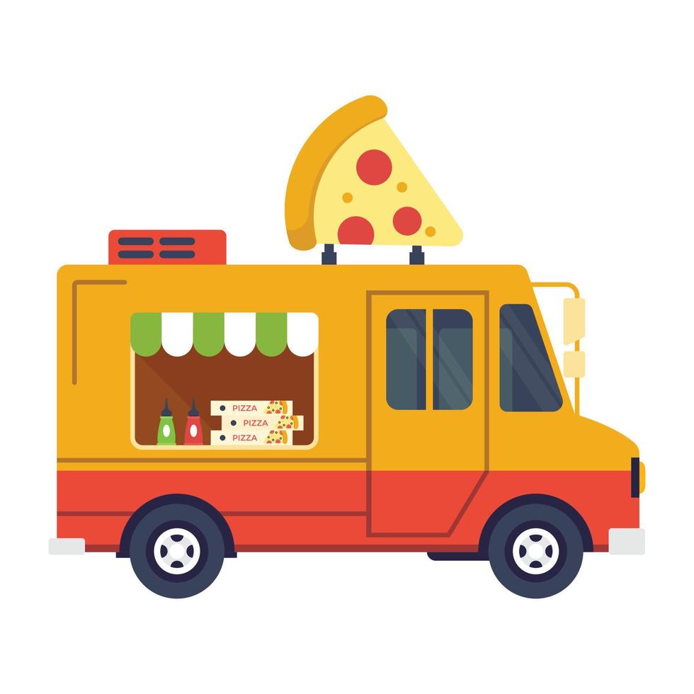 pizza food truck vektor