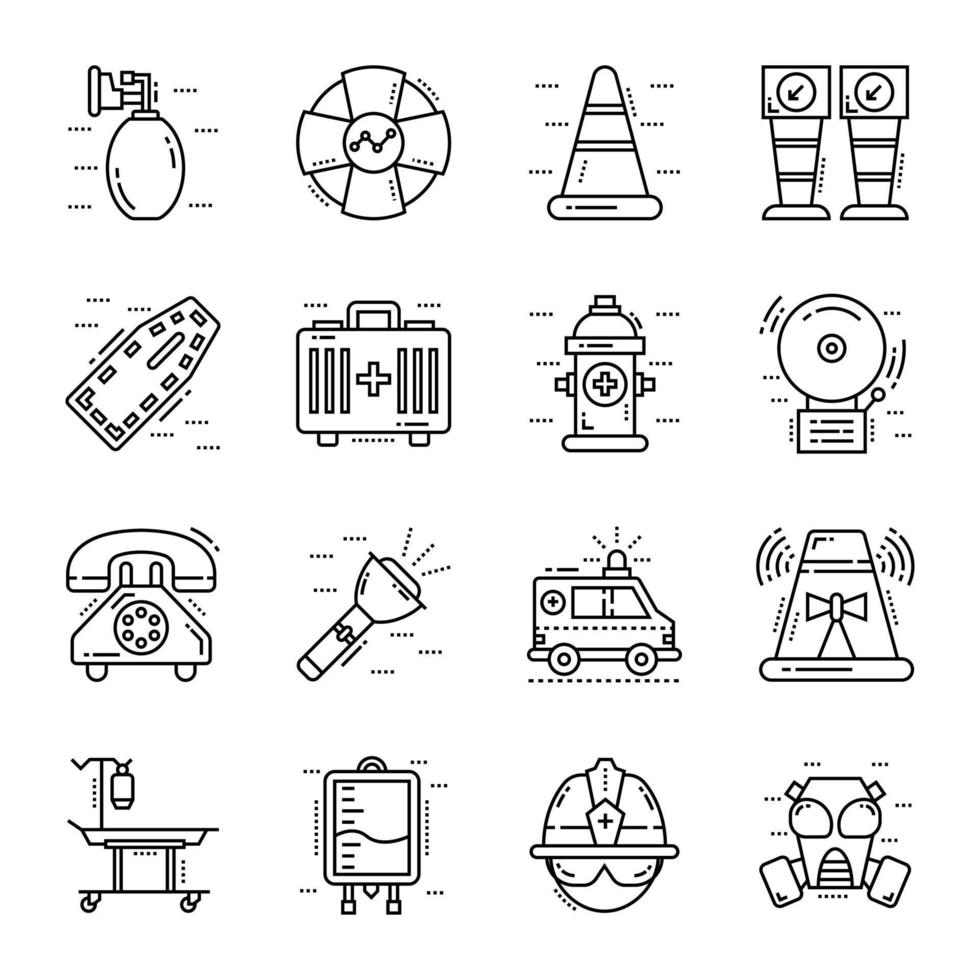 Packung mit Symbolen für Rettungsdienste vektor