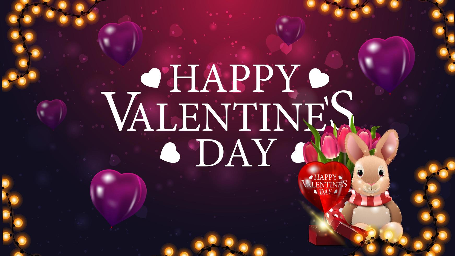 glückliche Valentinstag lila Postkarte mit lila Herz vektor