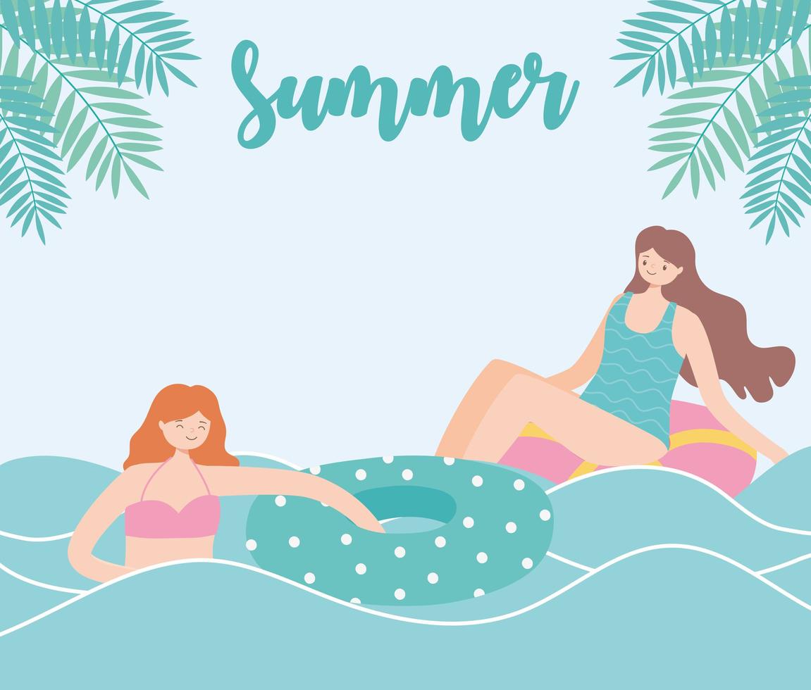 Sommerurlaub mit Mädchen am Strand vektor