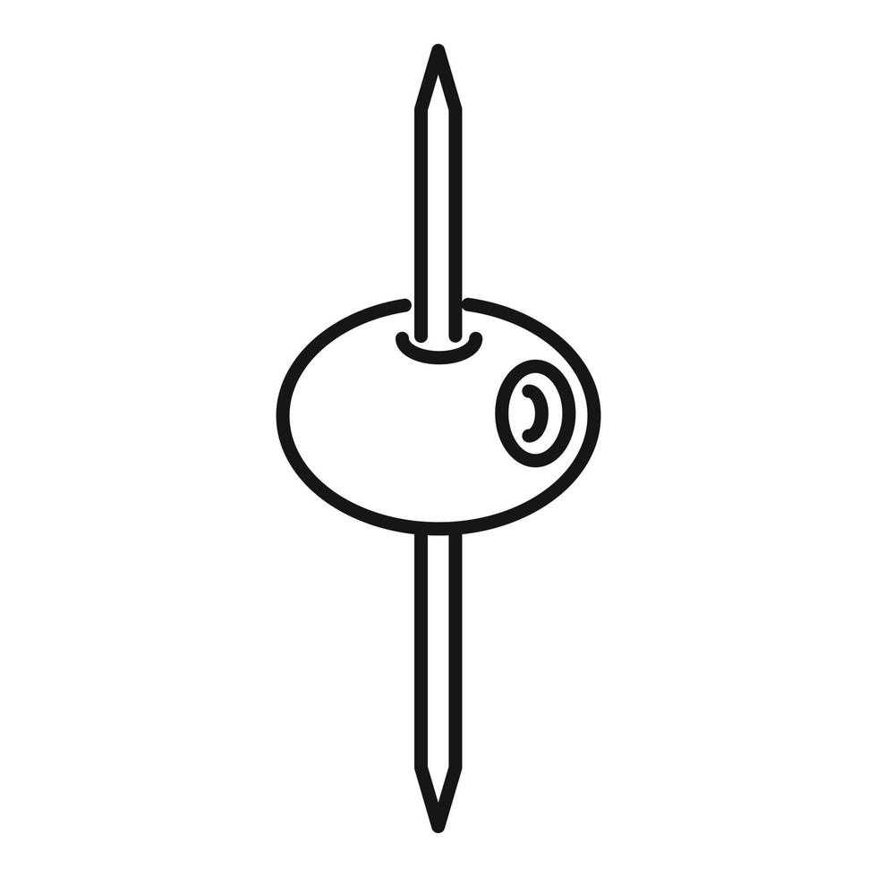 Griechischer Oliven-Zahnstocher-Symbol-Umrissvektor. Essensstock vektor