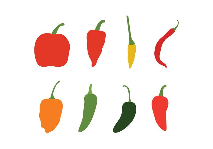 Olika Chili Peppers Vector Pack