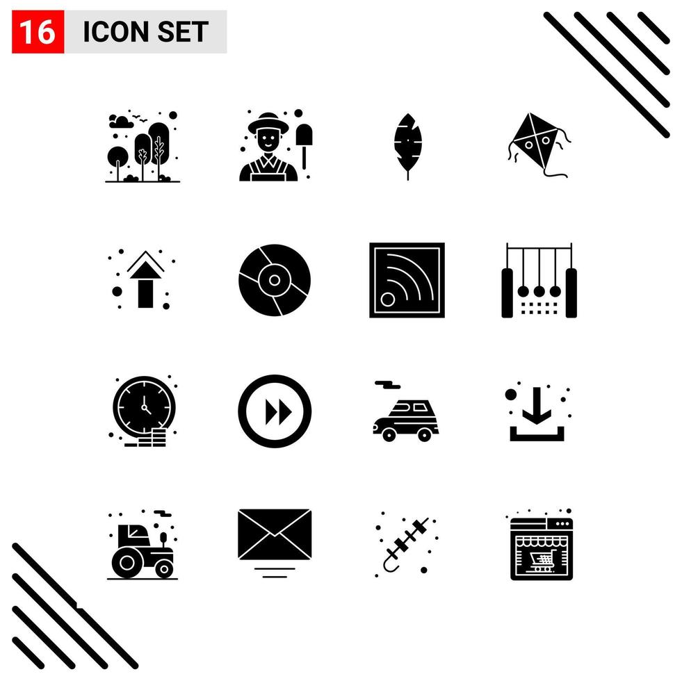 Pixel perfektes Set aus 16 soliden Symbolen. Glyphen-Icon-Set für die Gestaltung von Websites und die Schnittstelle für mobile Anwendungen. vektor