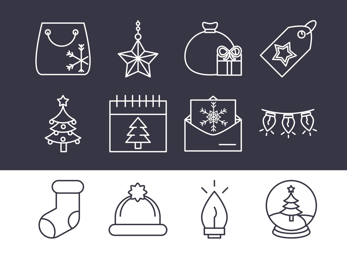 Weihnachtslinie Icon Set vektor