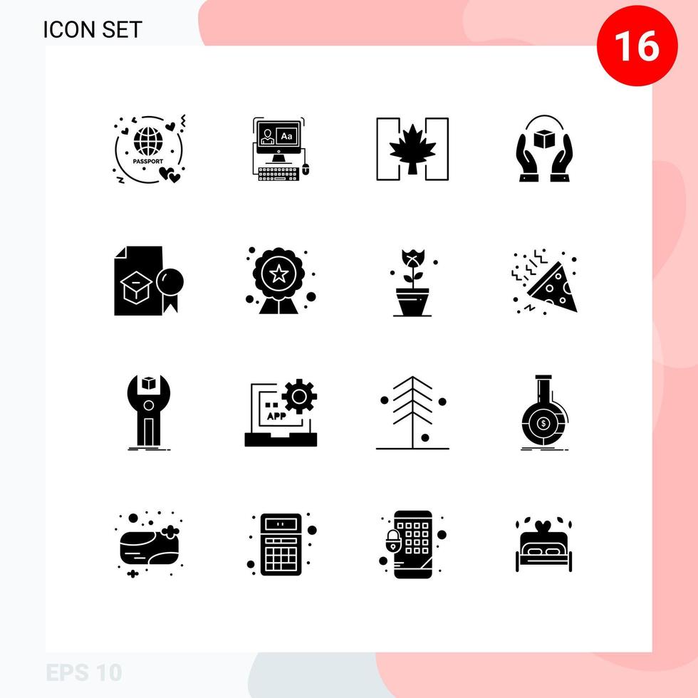 uppsättning av 16 modern ui ikoner symboler tecken för certifikat produkt flagga hantera vård redigerbar vektor design element