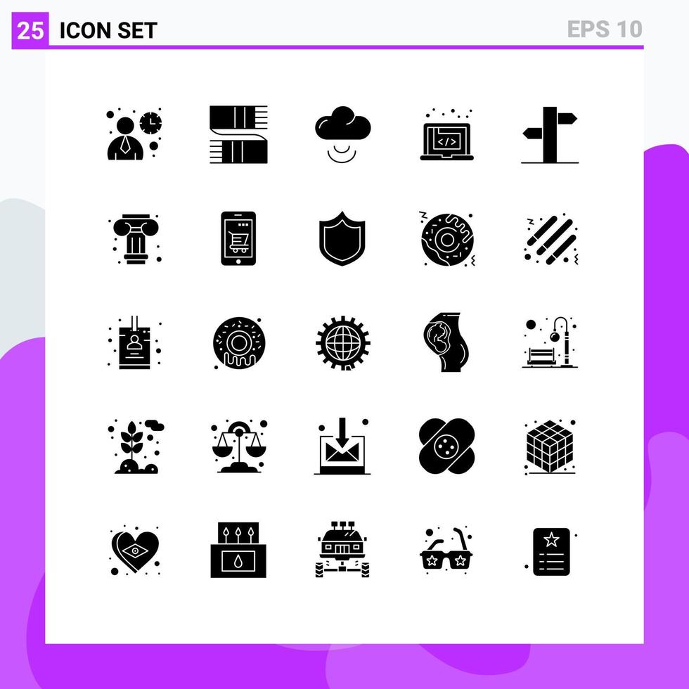 användare gränssnitt packa av 25 grundläggande fast glyfer av pilar programvara moln marknadsföring koda redigerbar vektor design element