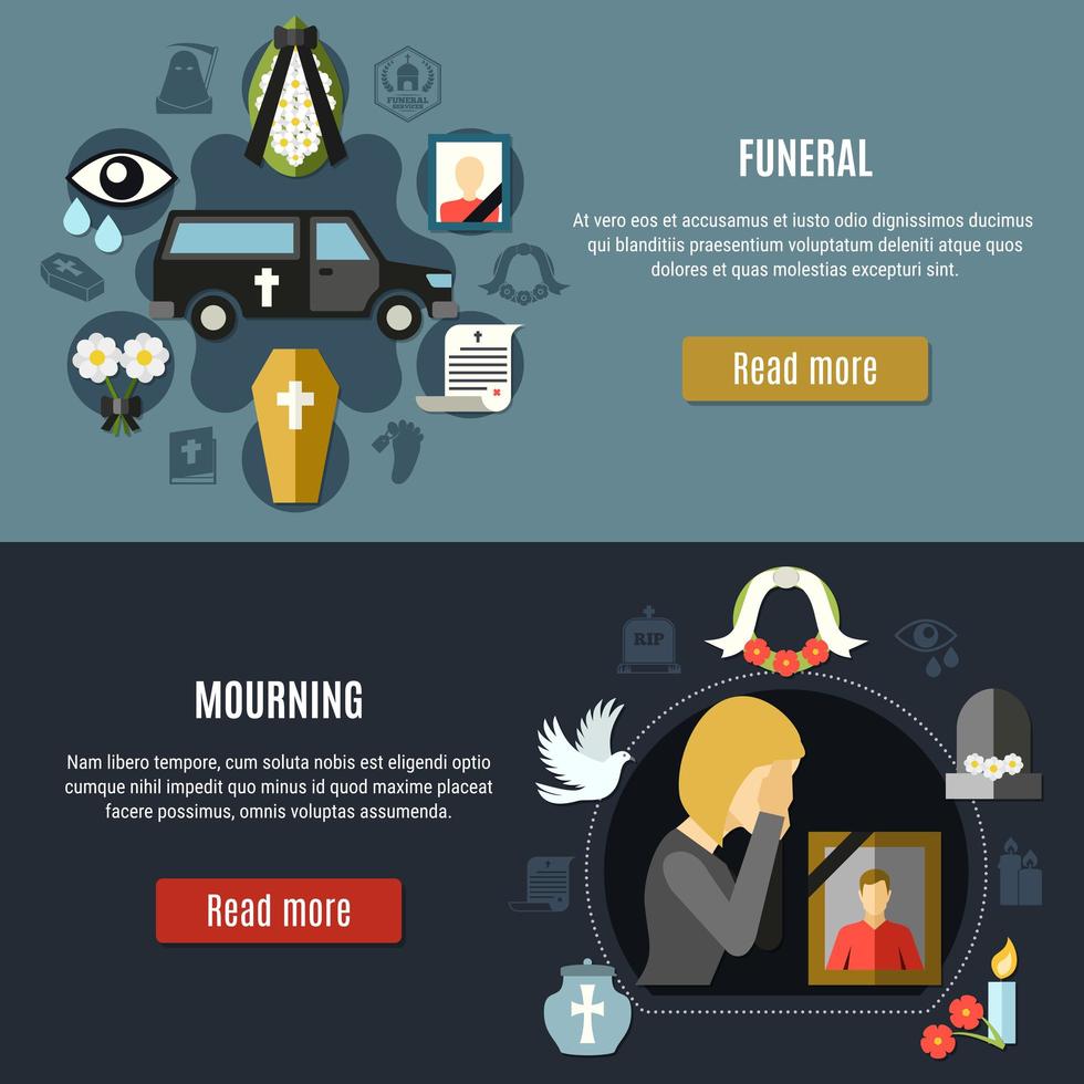 Begräbnis- und Trauer-Landingpage-Set vektor
