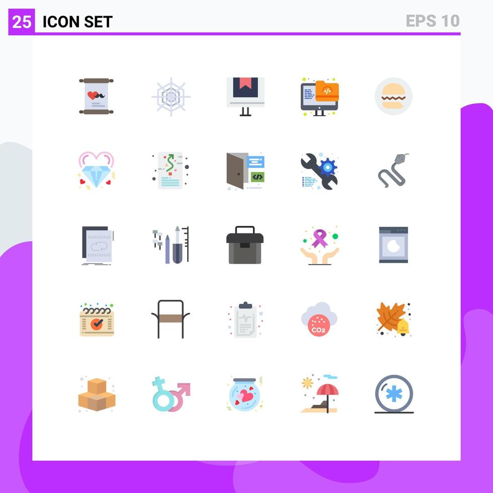 mobil gränssnitt platt Färg uppsättning av 25 piktogram av snabb skärm handel övervaka arkiv redigerbar vektor design element