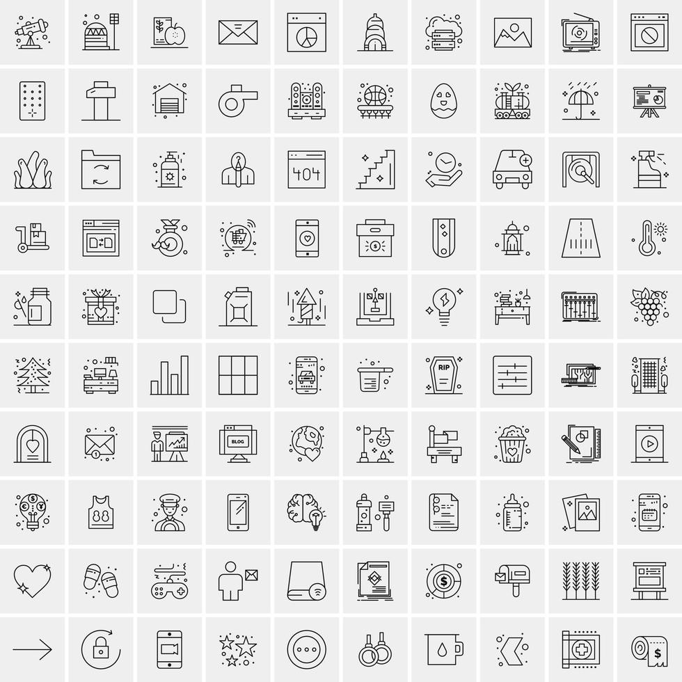 satz von 100 kreativen geschäftszeilensymbolen vektor