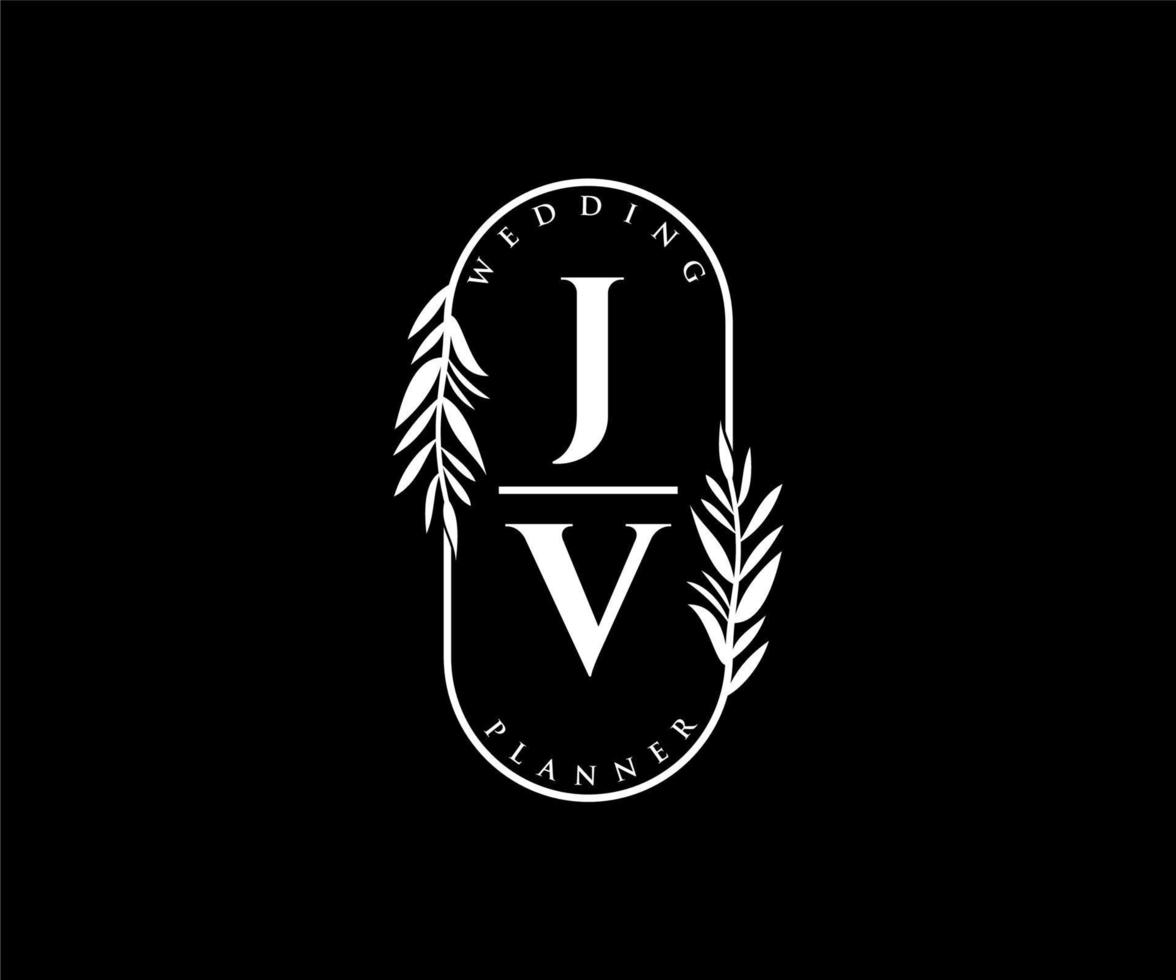 jv initialer brev bröllop monogram logotyper samling, hand dragen modern minimalistisk och blommig mallar för inbjudan kort, spara de datum, elegant identitet för restaurang, boutique, Kafé i vektor