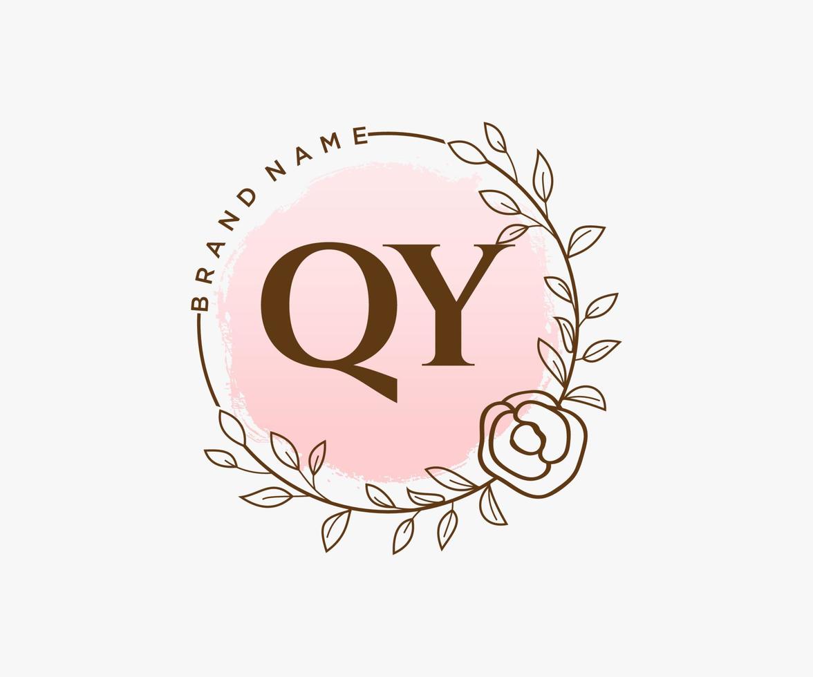 första qy feminin logotyp. användbar för natur, salong, spa, kosmetisk och skönhet logotyper. platt vektor logotyp design mall element.