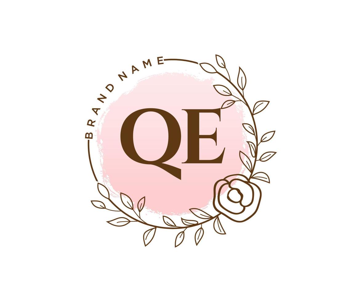 första qe feminin logotyp. användbar för natur, salong, spa, kosmetisk och skönhet logotyper. platt vektor logotyp design mall