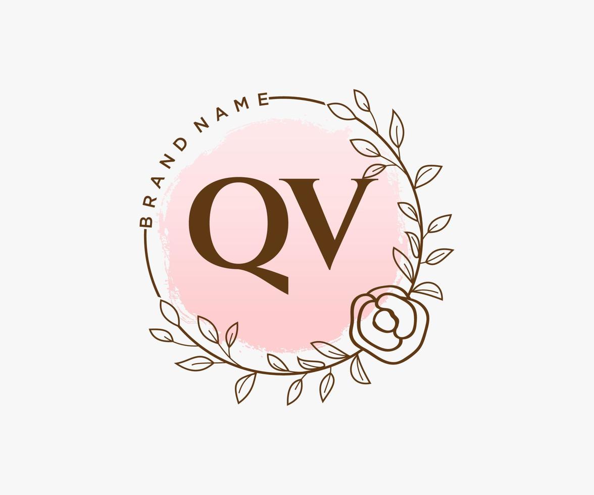 anfängliches qv weibliches Logo. verwendbar für Natur-, Salon-, Spa-, Kosmetik- und Schönheitslogos. flaches Vektor-Logo-Design-Vorlagenelement. vektor