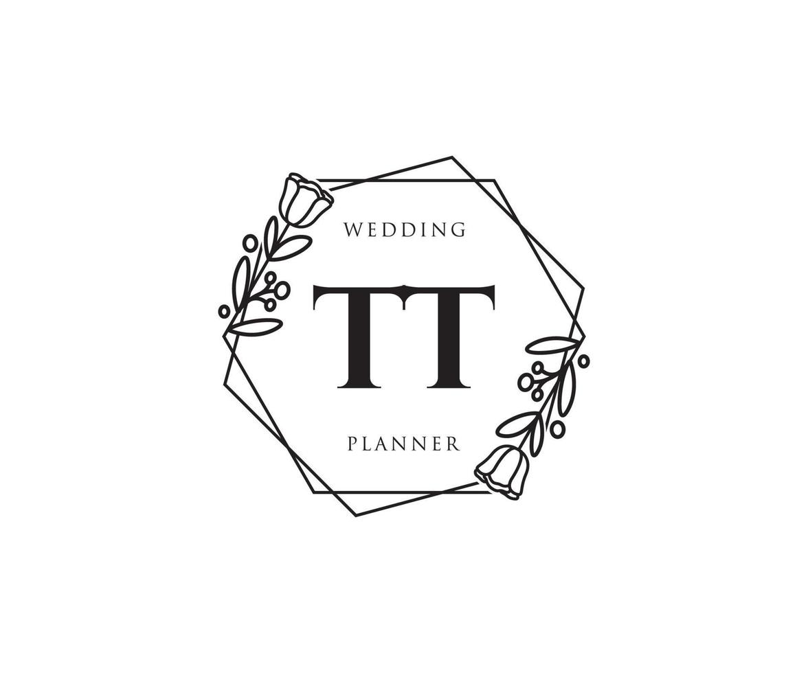 första tt feminin logotyp. användbar för natur, salong, spa, kosmetisk och skönhet logotyper. platt vektor logotyp design mall element.