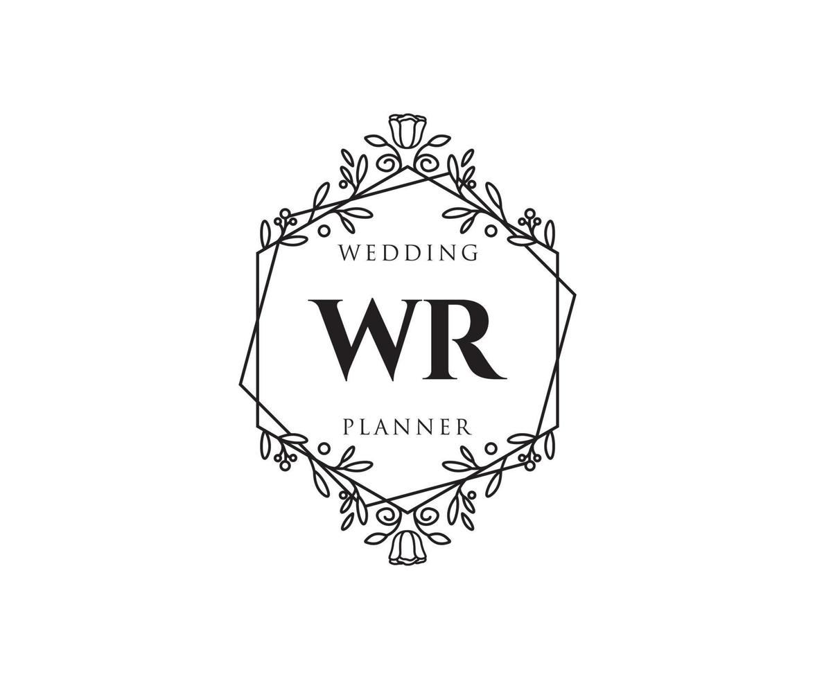 wr initialer brev bröllop monogram logotyper samling, hand dragen modern minimalistisk och blommig mallar för inbjudan kort, spara de datum, elegant identitet för restaurang, boutique, Kafé i vektor