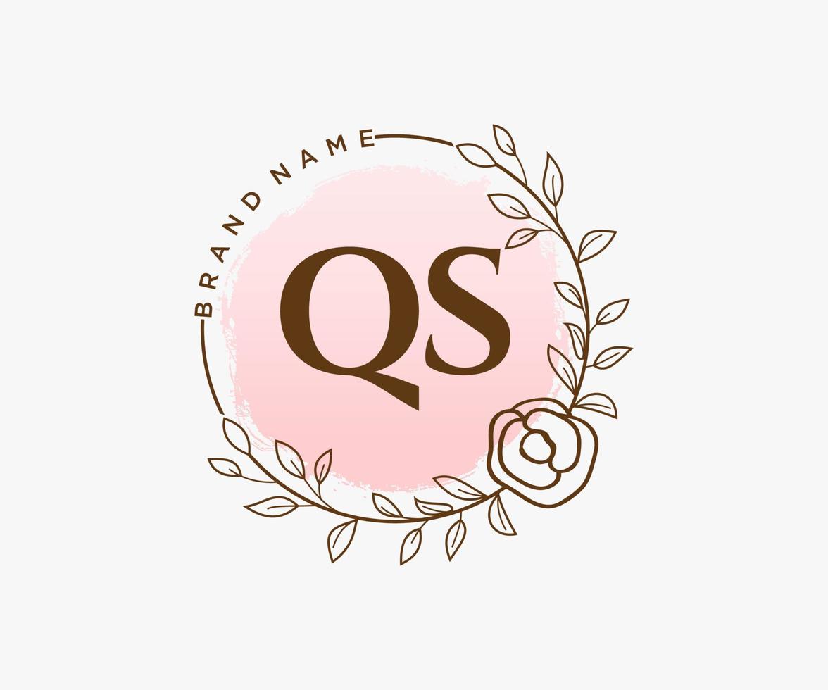 första qs feminin logotyp. användbar för natur, salong, spa, kosmetisk och skönhet logotyper. platt vektor logotyp design mall element.