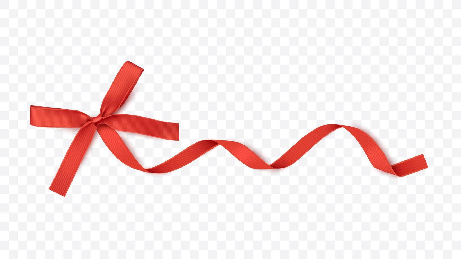 rotes Band und Schleife isoliert. vektordekoration für geschenkkarten, für geschenkboxen oder weihnachtsillustrationen vektor