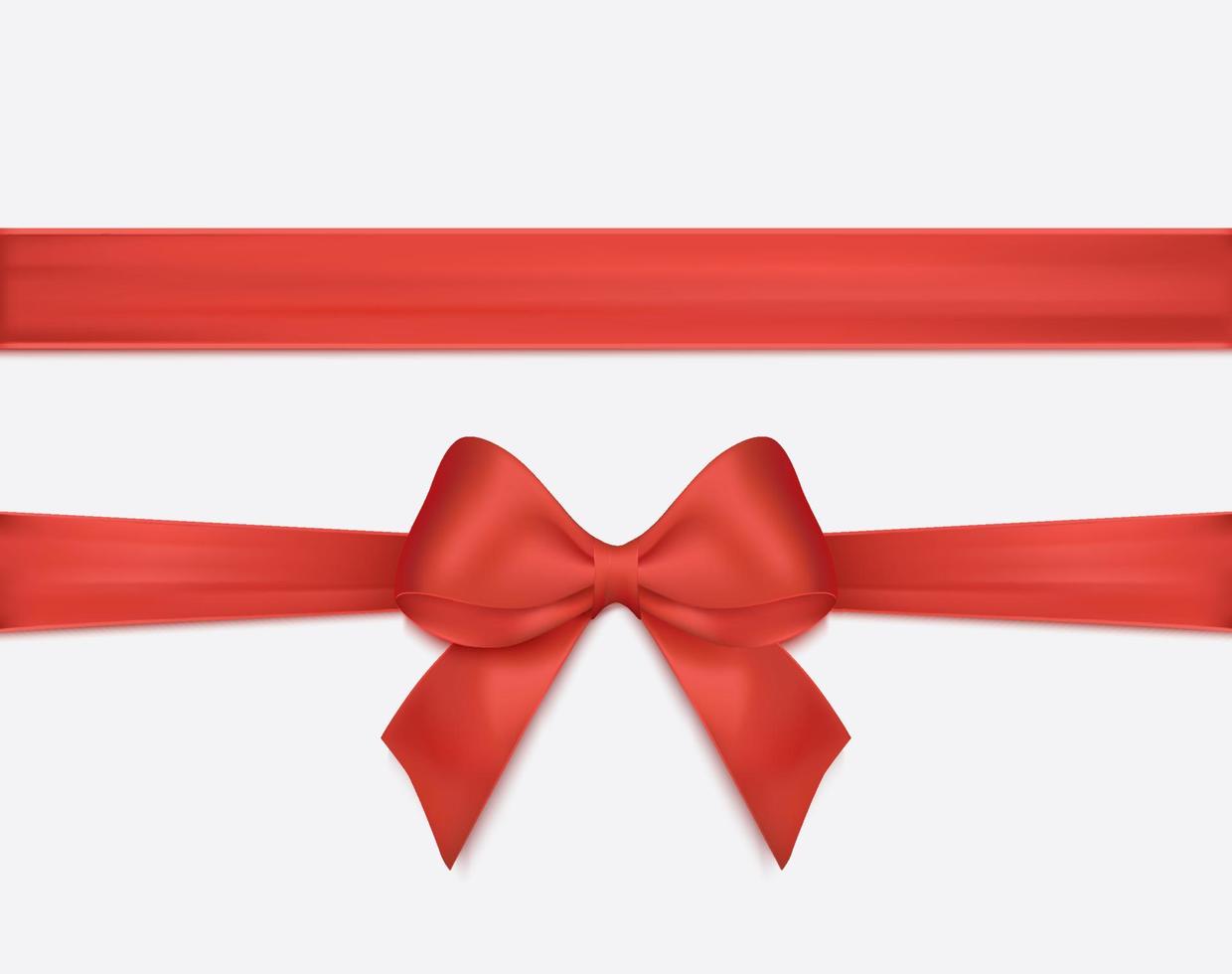 rotes Band und Schleife isoliert. vektordekoration für geschenkkarten, für geschenkboxen oder weihnachtsillustrationen vektor