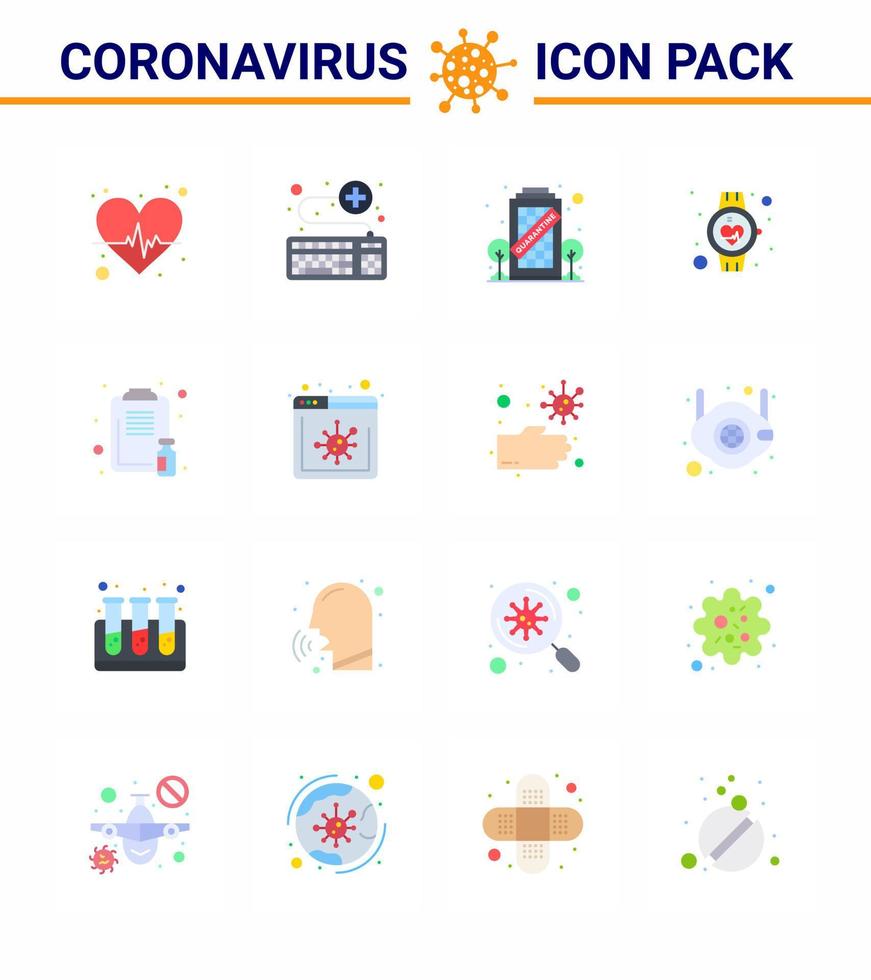 16 platt Färg viral virus korona ikon packa sådan som smart Kolla på medicinsk survice sjukvård vistas viral coronavirus 2019 nov sjukdom vektor design element