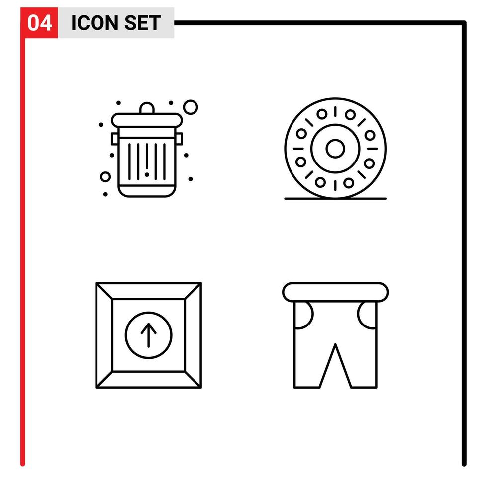 packa av 4 kreativ fylld linje platt färger av radera strand munk låda byxor redigerbar vektor design element