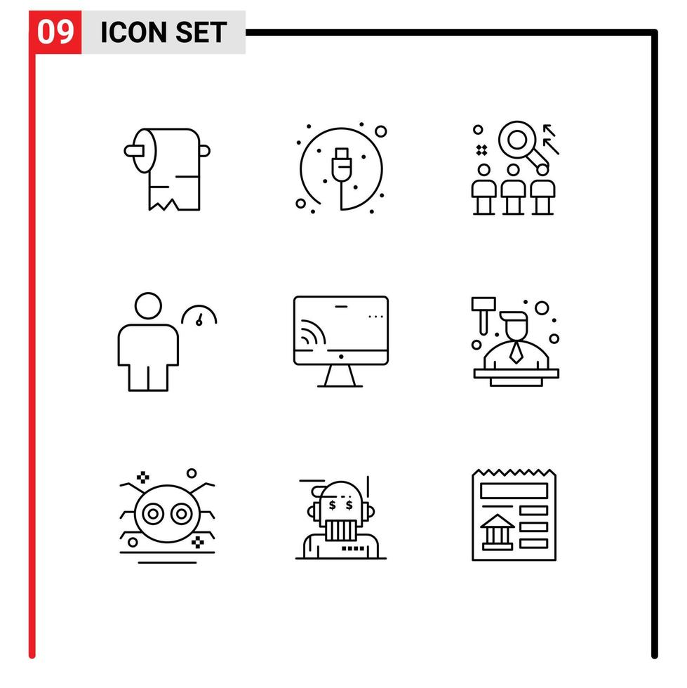 9 kreative Symbole moderne Zeichen und Symbole der Bildschirmanzeige suchen menschliche Avatare editierbare Vektordesign-Elemente vektor