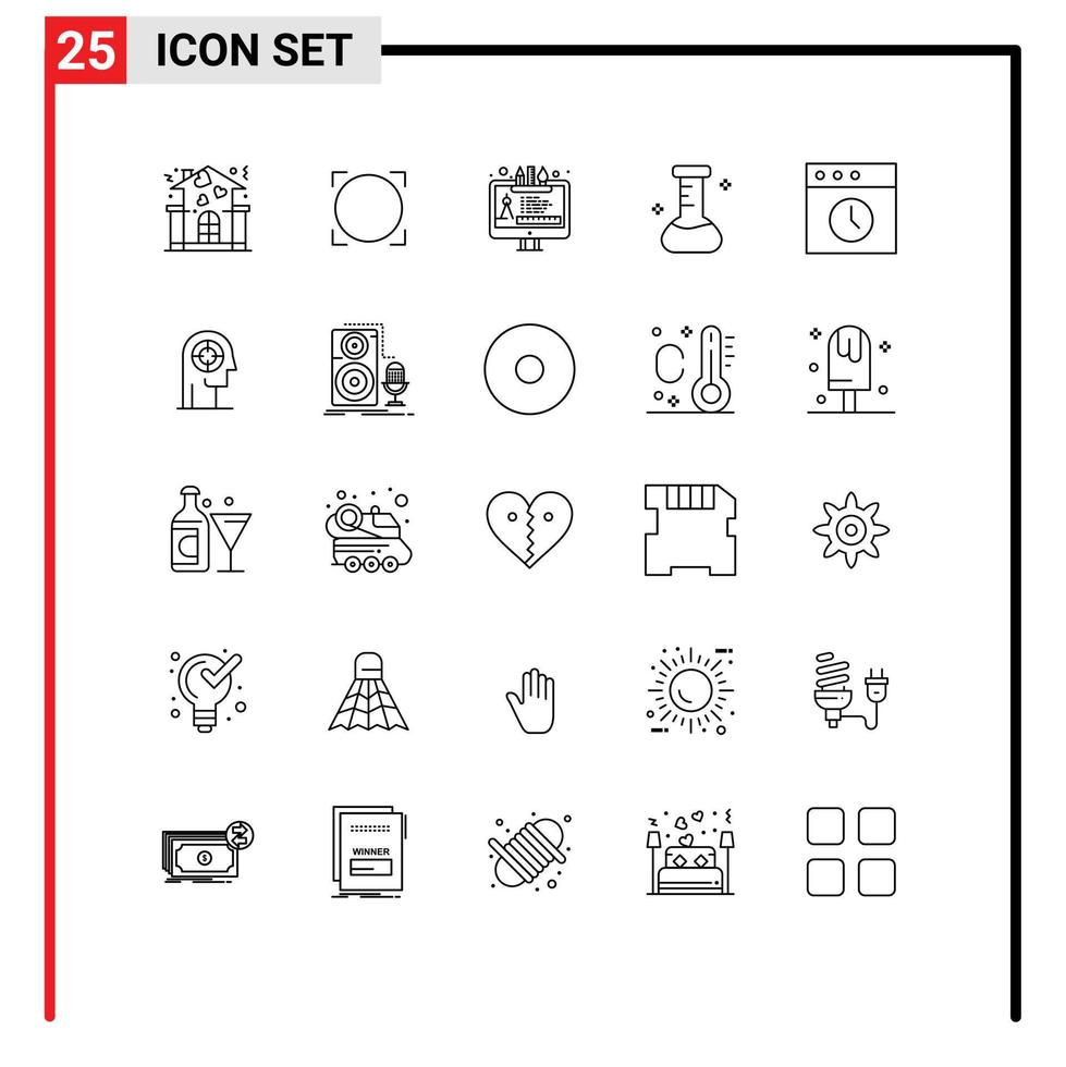 gruppe von 25 modernen linien für mac app design labor chemisch editierbare vektordesignelemente vektor