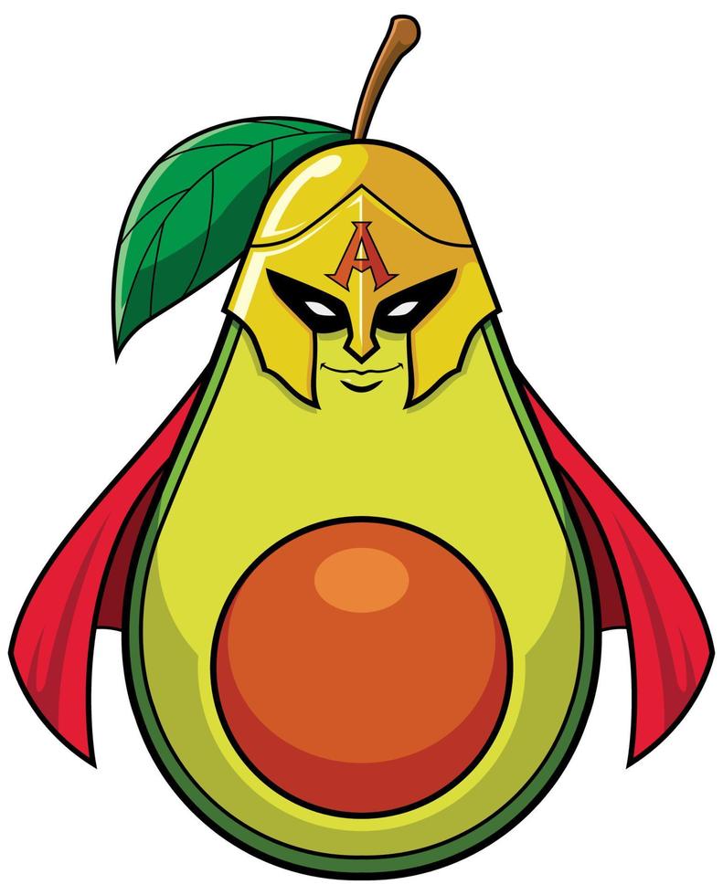 Avocado-Superhelden-Maskottchen vektor