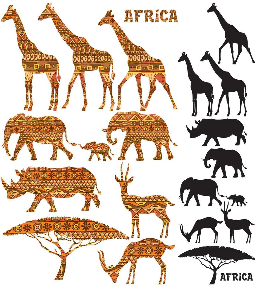 afrikansk djur- silhuetter vektor