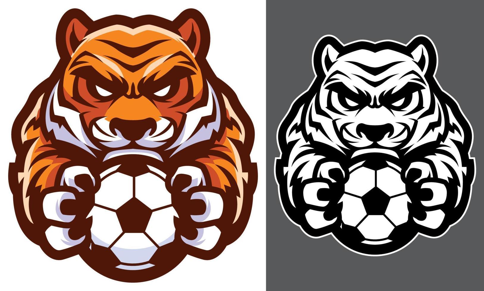 Tiger-Fußball-Fußball-Maskottchen vektor