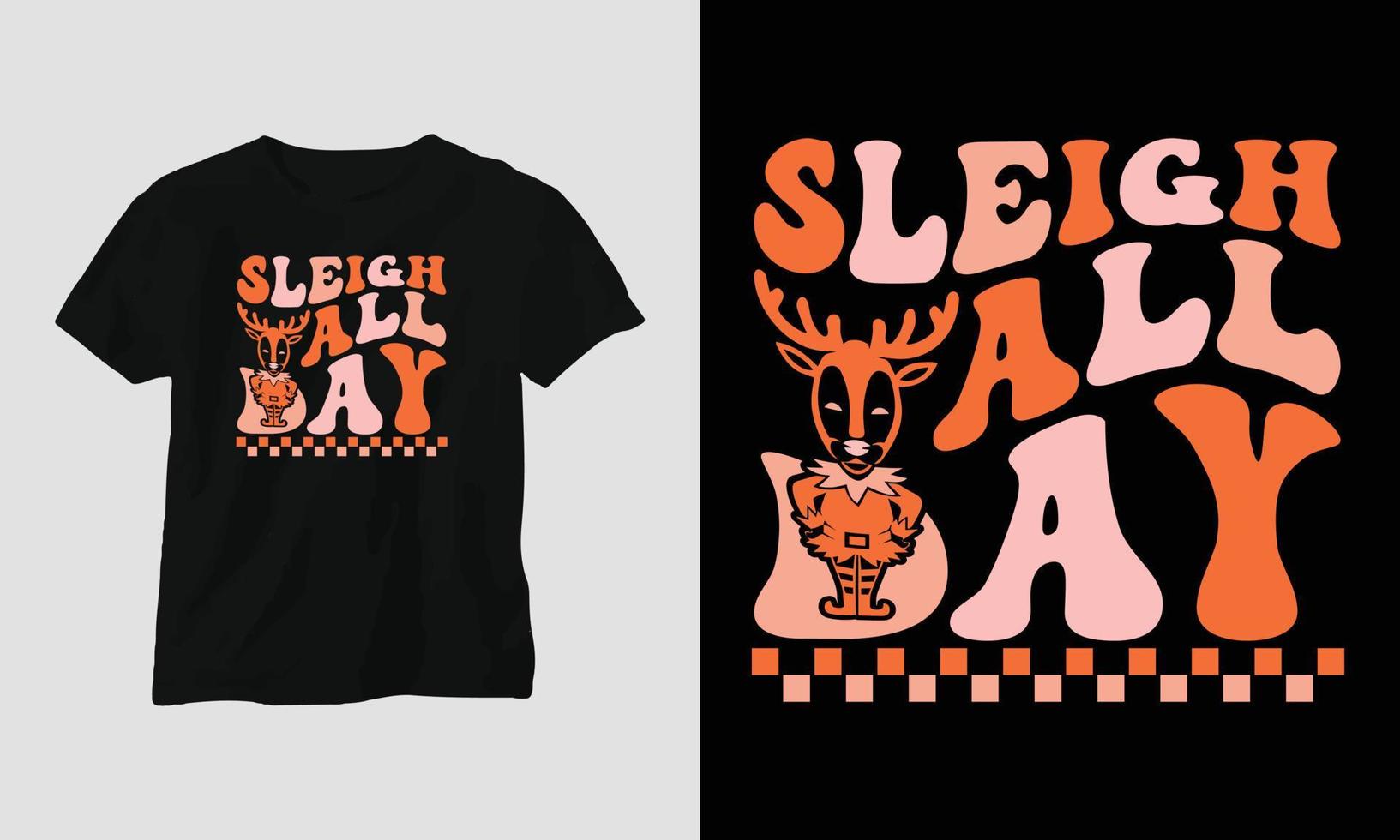 släde Allt dag - jul retro häftig t-shirt och kläder design. vektor