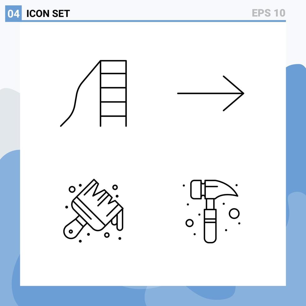 4-Benutzeroberflächen-Linienpaket mit modernen Zeichen und Symbolen von bearbeitbaren Vektordesign-Elementen für Babybürstengleitkunsthammer vektor