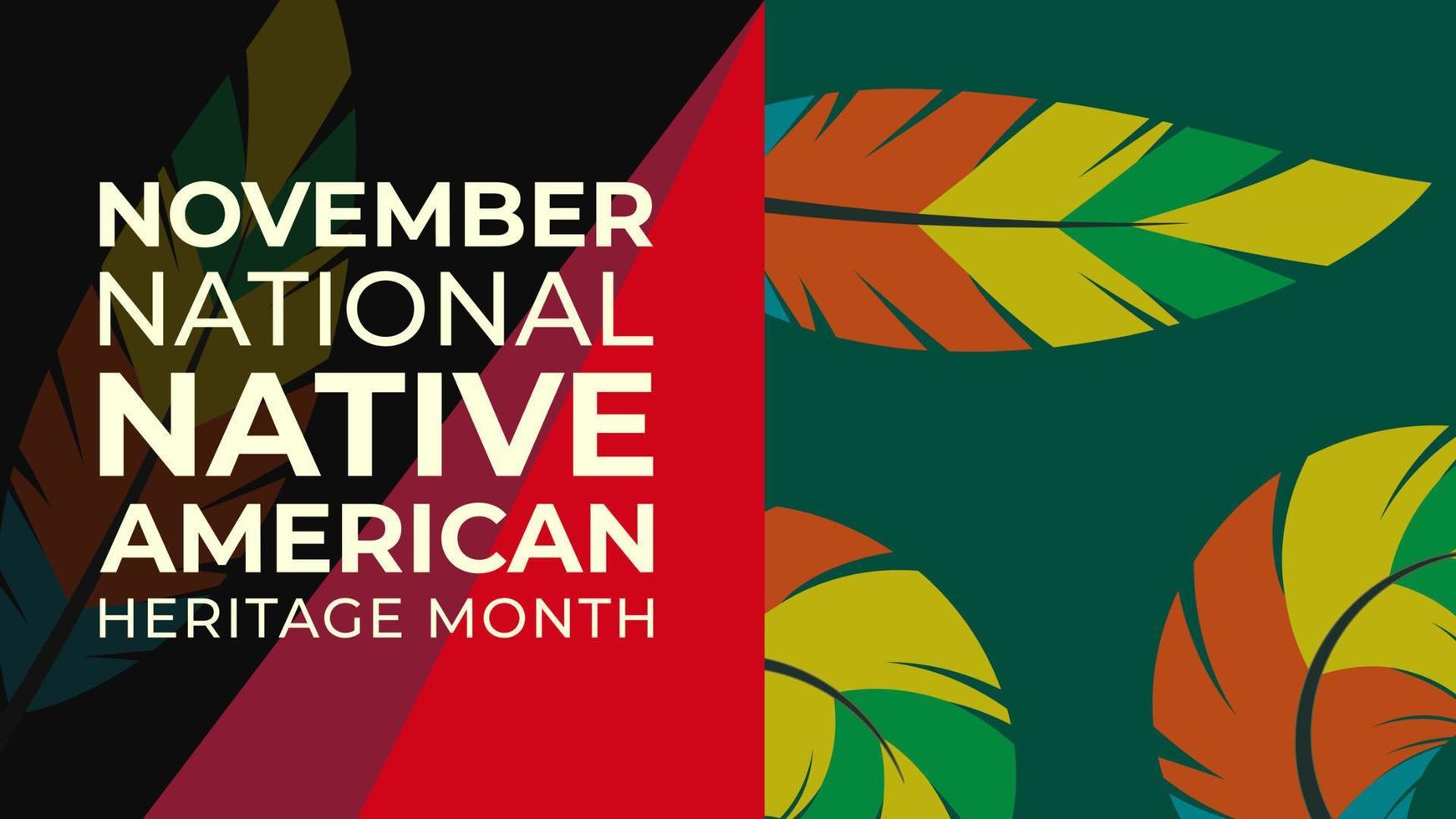 inföding amerikan arv månad. bakgrund design med fjäder ornament fira inföding indianer i amerika. vektor