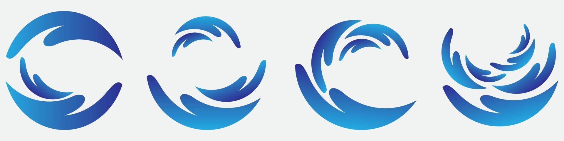 uppsättning blå Vinka logotyp vektor. vatten Vinka illustration mall design vektor