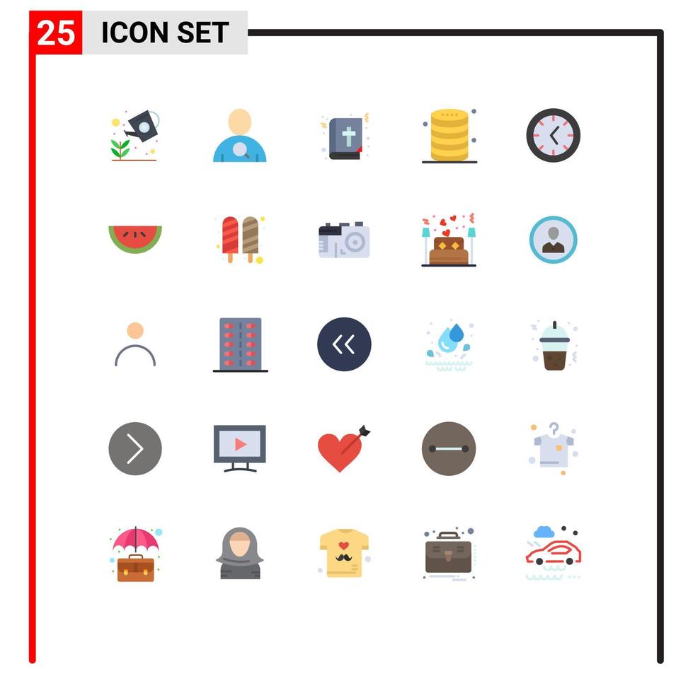 modern uppsättning av 25 platt färger pictograph av verktyg server bibel databas moln redigerbar vektor design element