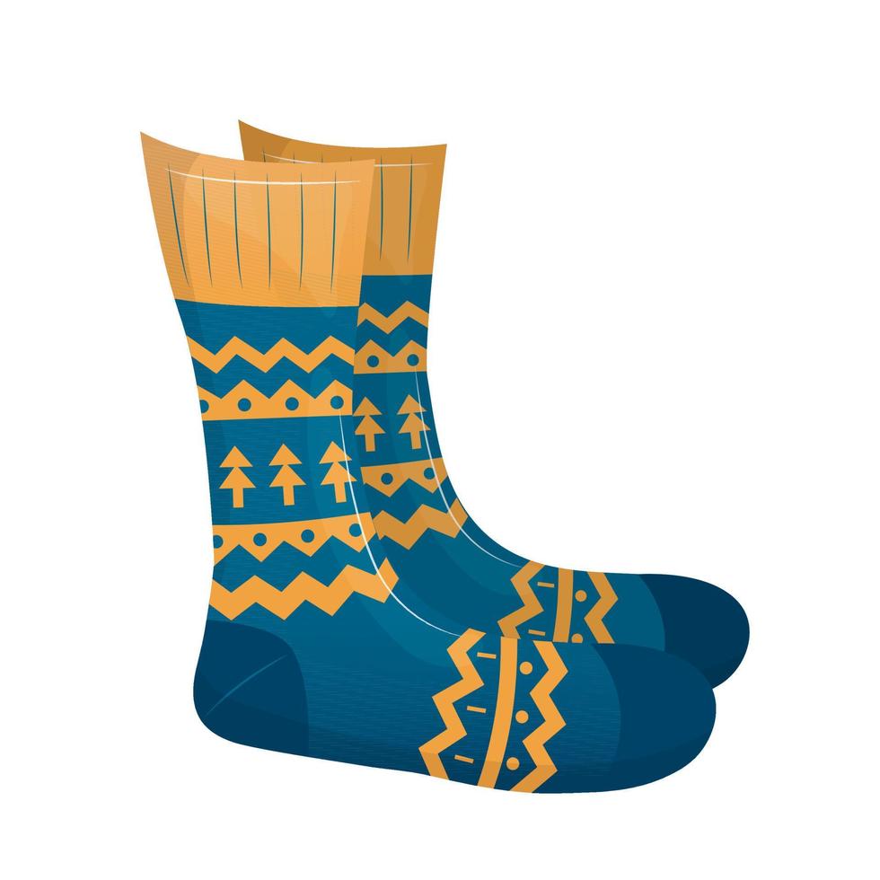 Warme Stricksocken im skandinavischen Stil. isolierte Vektorillustration. vektor