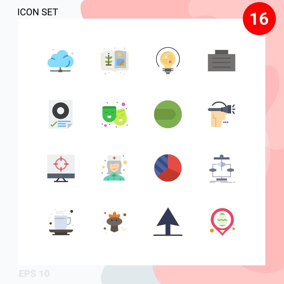 16 flache Farbpakete für die Benutzeroberfläche mit modernen Zeichen und Symbolen für Mark Check Data Safe Case editierbares Paket kreativer Vektordesign-Elemente vektor