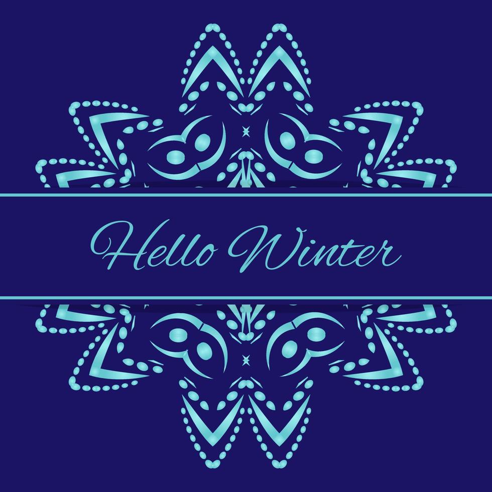 Hallo Winter. Winterblaue Schneeflocke. banner, postkarte, plakat, vektorillustration. vektor