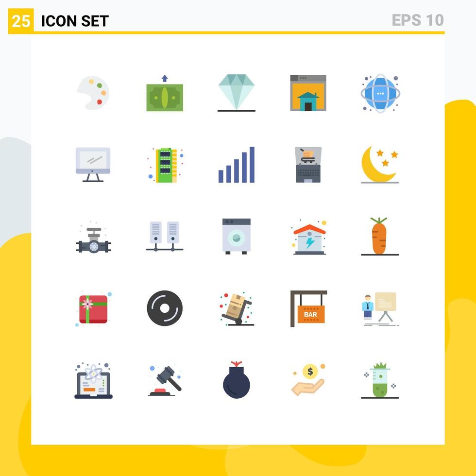 Gruppe von 25 modernen flachen Farben für Datenbank-Website-Diamantseiten-Web-editierbare Vektordesign-Elemente vektor