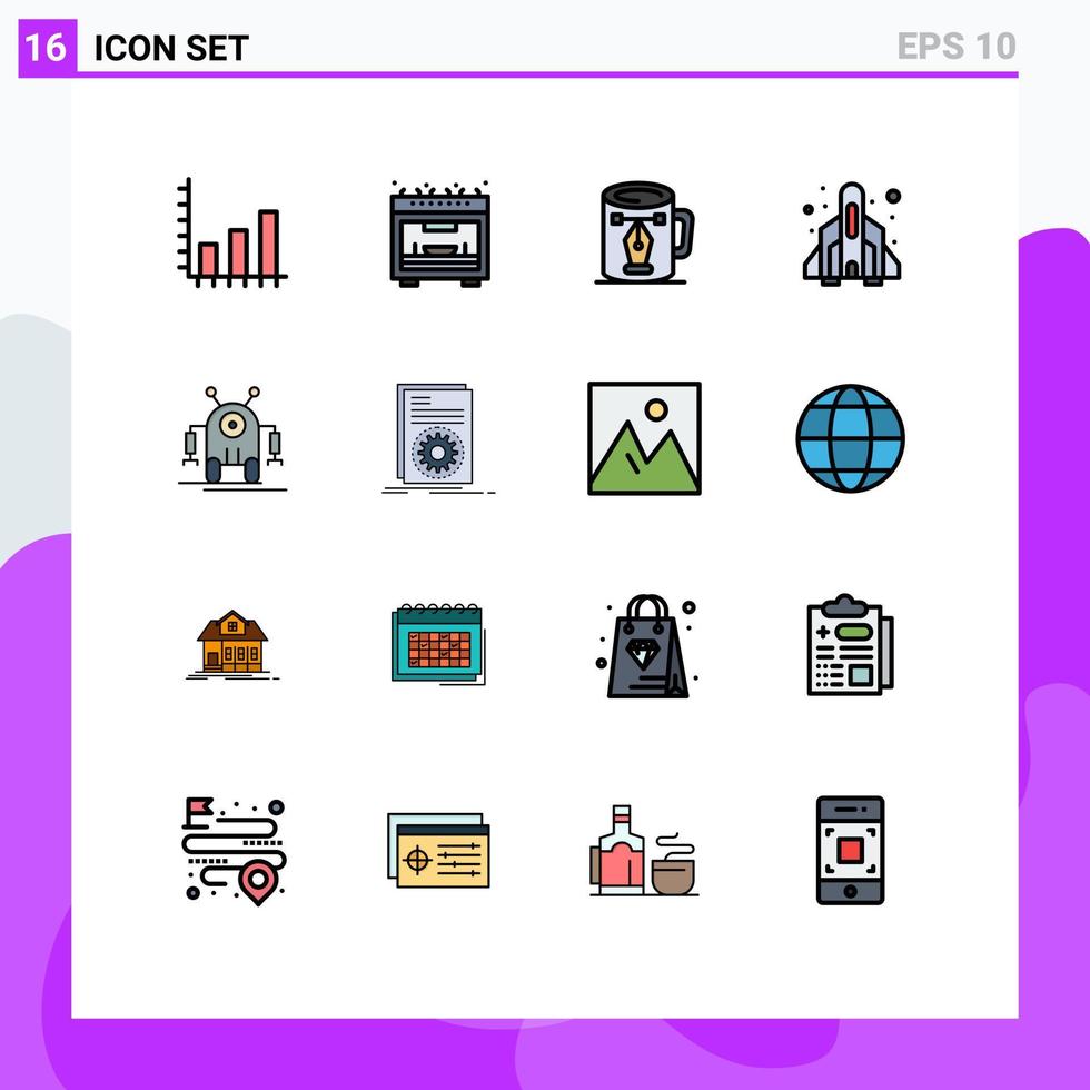 uppsättning av 16 modern ui ikoner symboler tecken för robot spela kopp spel raket redigerbar kreativ vektor design element