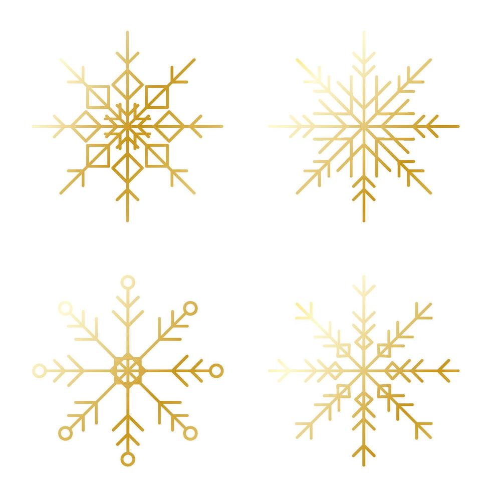 uppsättning av guld vinter- snöflingor ikon. bra design för några syften. vektor illustration isolerat på vit bakgrund