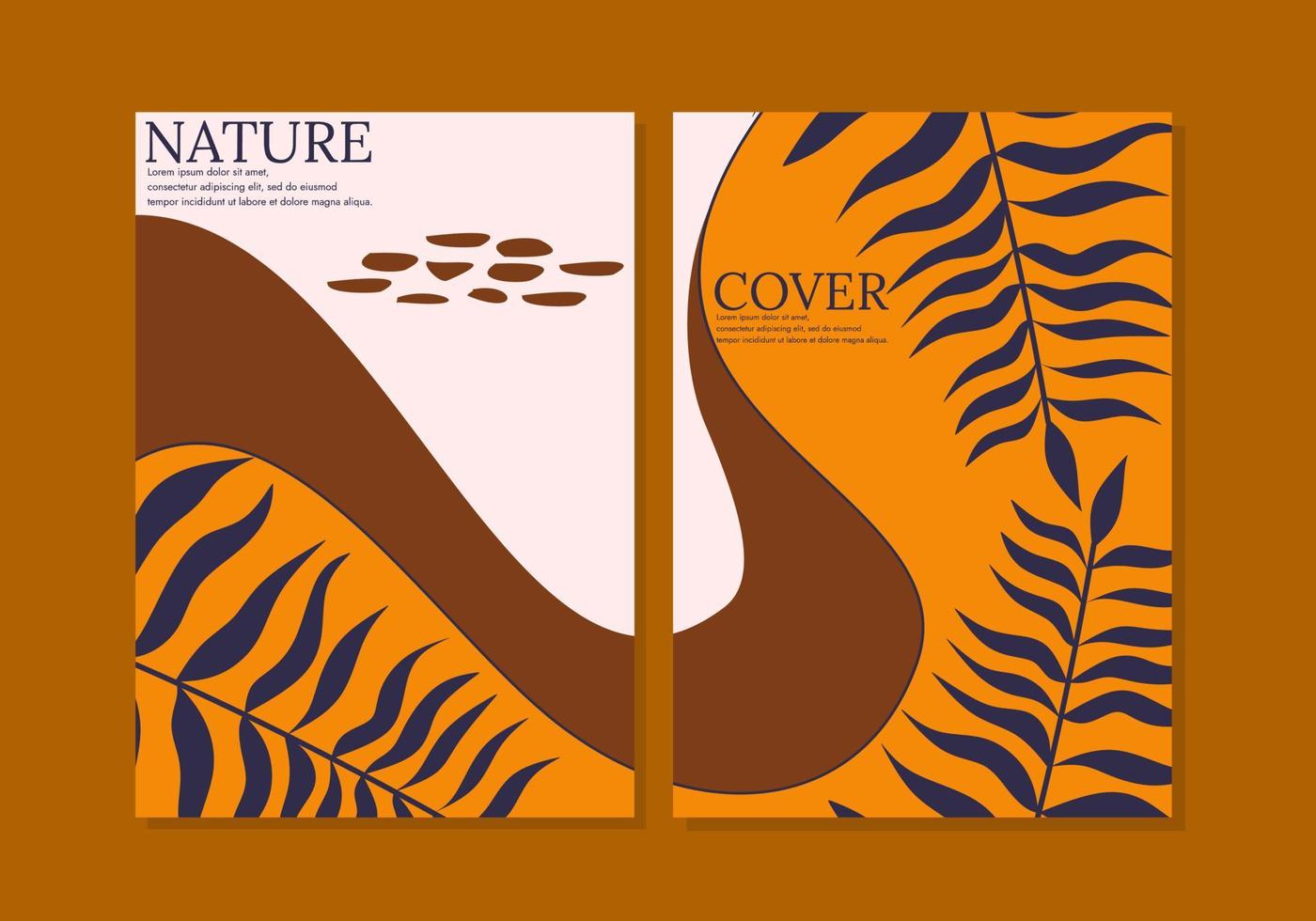 Blattmuster-Cover-Design-Set. abstrakter handgezeichneter Blumenhintergrund. A4-Format für Notizbücher, Zeitschriften, Zeitschriften, Jahresberichte, Einladungen vektor
