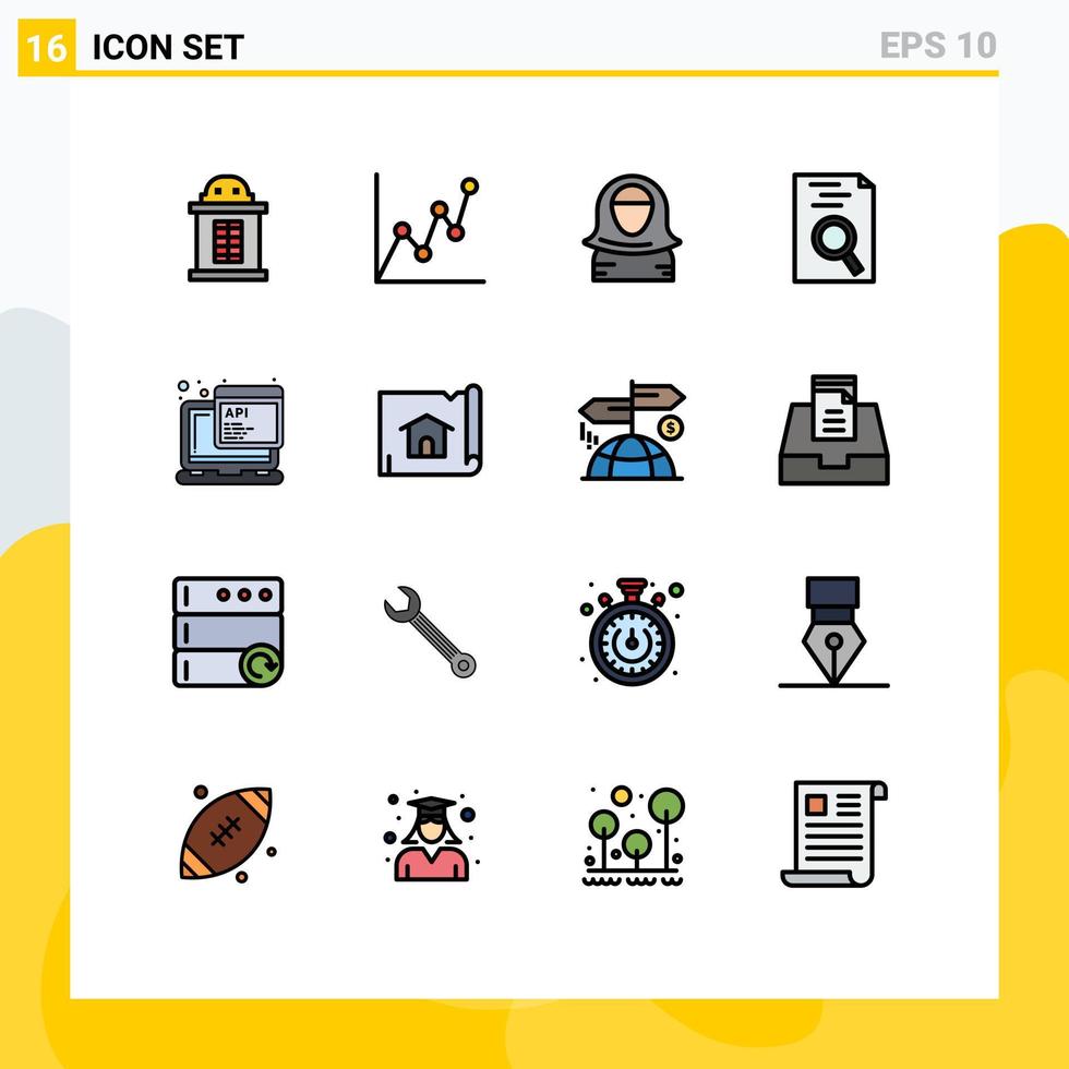 Stock-Vektor-Icon-Pack mit 16 Zeilenzeichen und Symbolen zum Programmieren von Javascript-Zeichen-API-Lebenslauf editierbaren kreativen Vektordesign-Elementen vektor