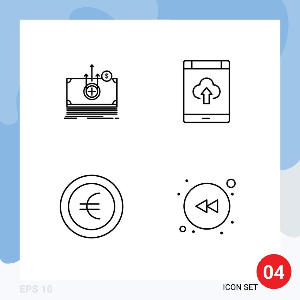 linje packa av 4 universell symboler av pengar mynt överföra smartphone tecken redigerbar vektor design element