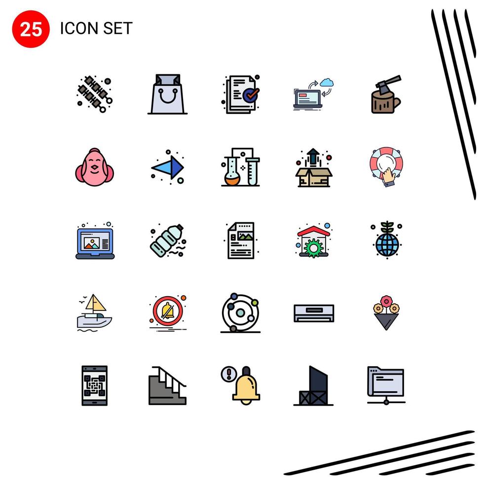 25 kreative Symbole, moderne Zeichen und Symbole aus Holzscheiten, fertiges Axt-Dashboard, editierbare Vektordesign-Elemente vektor