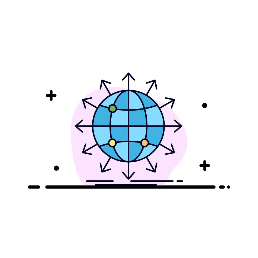 Globus Netzwerk Pfeil Nachrichten weltweit flacher Farbsymbolvektor vektor
