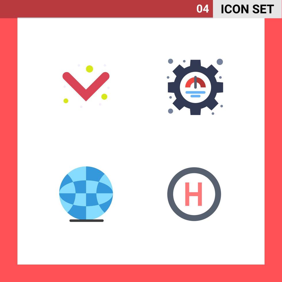 piktogram uppsättning av 4 enkel platt ikoner av pil värld effektivitet produktivitet tecken redigerbar vektor design element