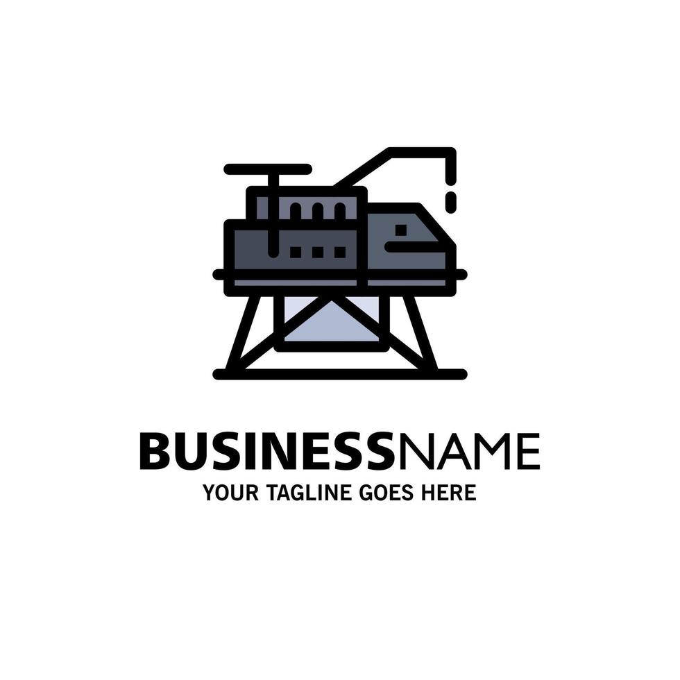 Flache Farbe der Business-Logo-Vorlage für Bauingenieur-Laborplattformen vektor